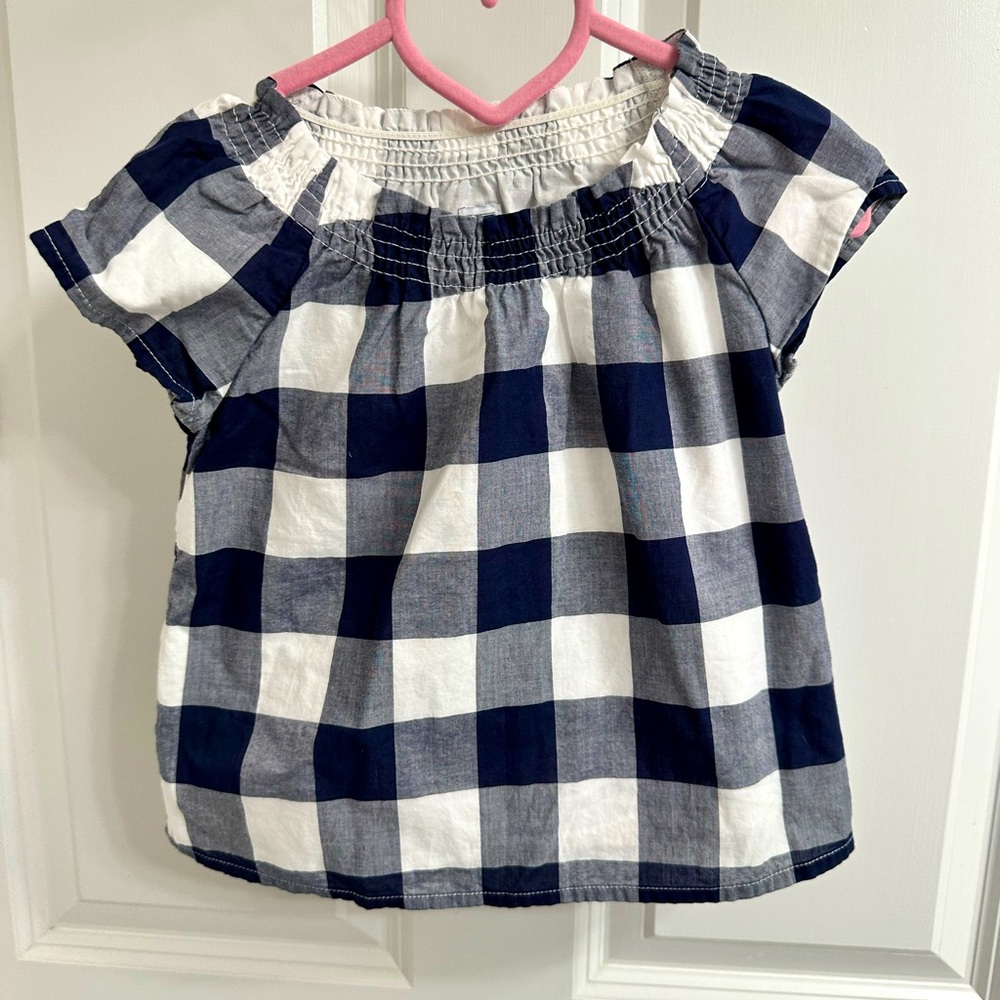 Janie and Jack navy blue gingham shirt